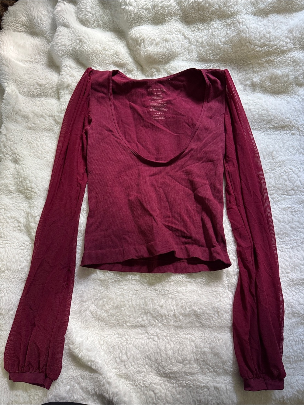 Free People Long Sleeve Scoop Neck Top in Wine